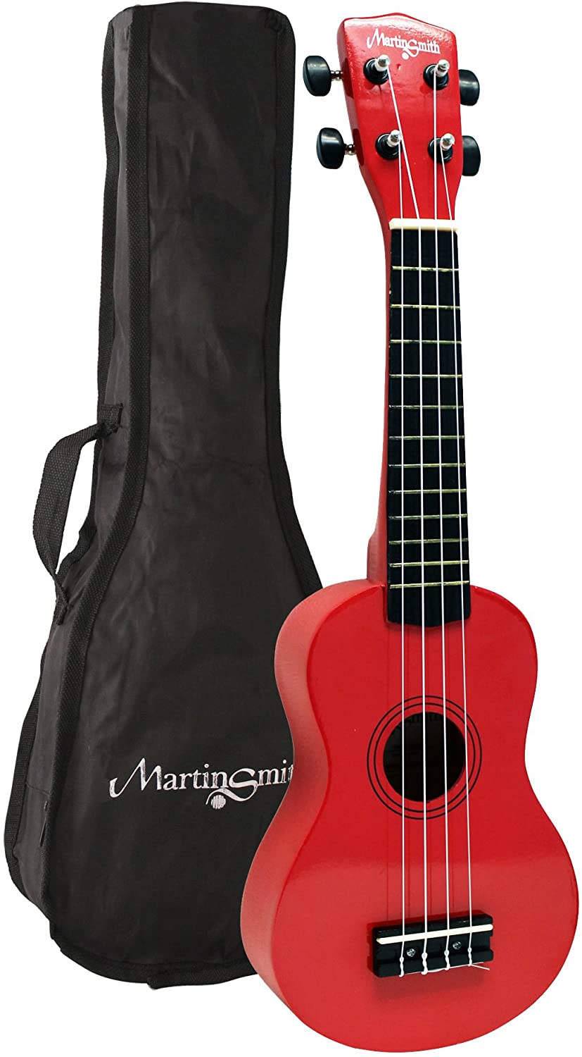 Martin Smith Ukelele soprano con bolsa de ukelele, color Roja